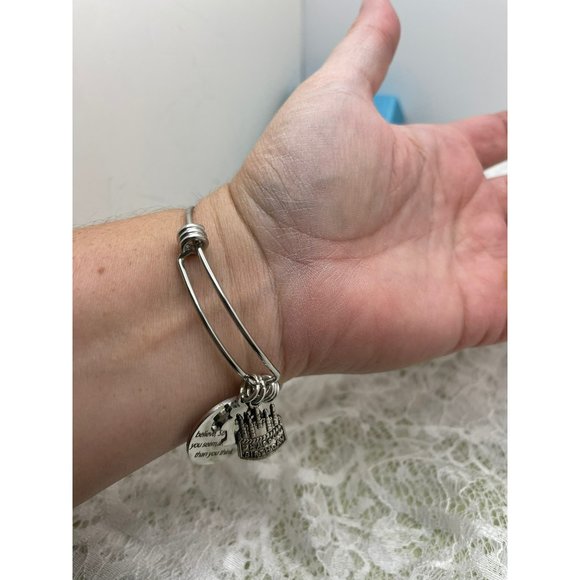 13th Happy Birthday "Your braver than you believe..." Charm Spring Bracelet - Picture 6 of 12